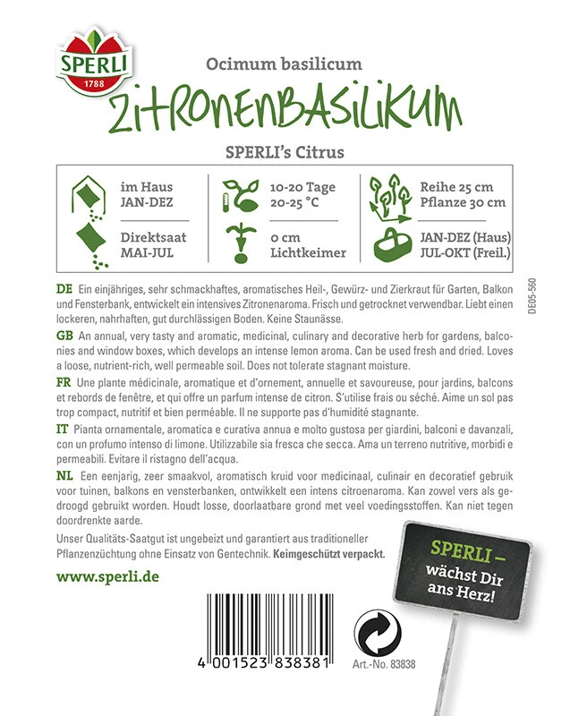 Basilikum Zitronen, SPERLING´s Citrus 3 Basilikum Zitronen, SPERLING´s Citrus