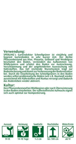 Bodenkuren Schnellgrüner 250 G | Einjährig Und Begrünt Gartenböden In Kurzer Zeit |für 60 M²