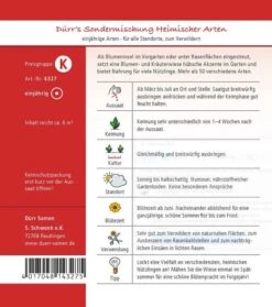 Dürr´s Sondermischung Heimischer Arten, Nektarquelle Für Viele Nützlinge, Reine Blumensamen Für Ca. 6m²