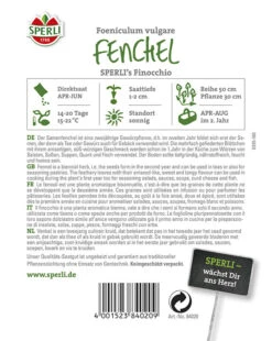 Fenchel SPERLING`s Finocchio, Zweijährige Gewürz Und Heilpflanze, Süß-würziger Geschmack (anisartig)