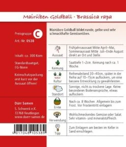 Mairüben/ Butterrüben Goldball, Bildet Runde Gelbe Und Sehr Schmackhafte Gemüserüben -Erden & Dünger Verkäufe mairueben butterrueben goldball2