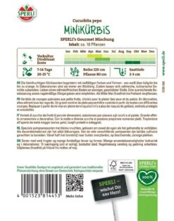 Minikürbis SPERLI's Gourmet Mischung, Formreiche Mischung, Essbar & Dekorativ, Saatgut Von Sperli
