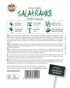 Salatrauke SPERLI's Speedy, Eine Kreuzung Aus Wilder Rauke Und Salatrauke Mit Mild-würzigem Nussartigem Geschmack -Erden & Dünger Verkäufe salatrauke sperlis speedy2