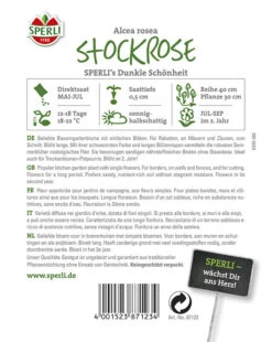 Stockrose Dunkle Schönheit | Schnell Wachsende Sorte Mit Ungefüllten Blüten | Dunkler Farbton